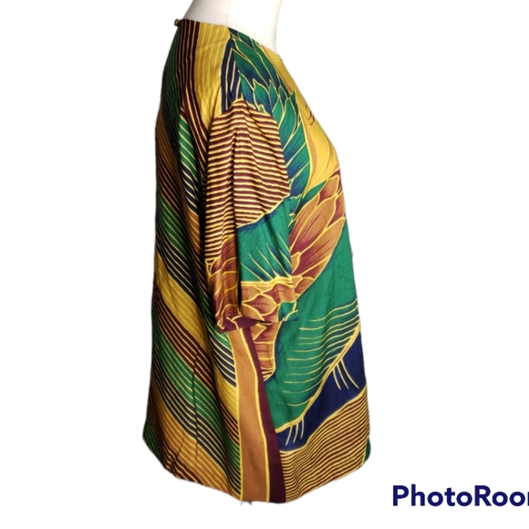 PALM Leaf Abstract Print Tropical Jamaica  Vibes Susan Graver Coastal Grandma ♡ - Picture 4 of 7